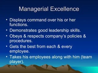 Managerial Excellence: Training for Effective Leadership